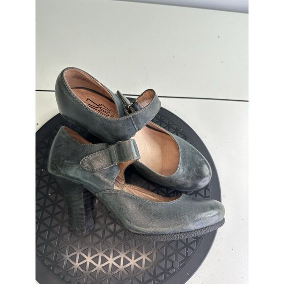 Miz Mooz Shoes - Miz Mooz Kora Gray Leather Mary Jane Heels Chunky Heel Sz 36/6 Twee Lagenlook